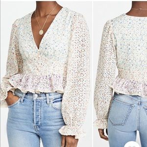 English factory v neck ruffle blouse